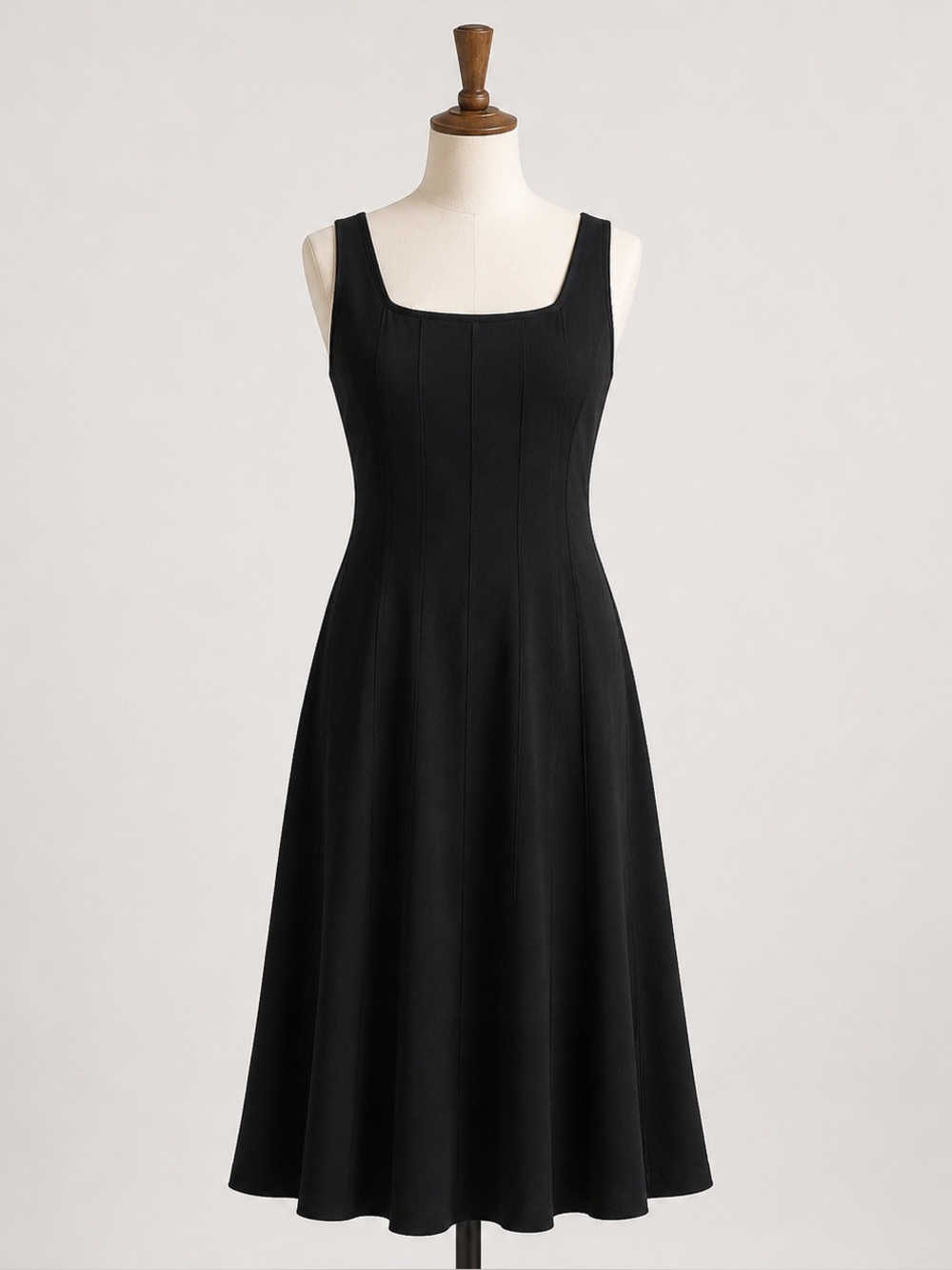 LOFT Ann Taylor Seamed Ponte Fit and Flare Midi Dress Women`s size 10 Black